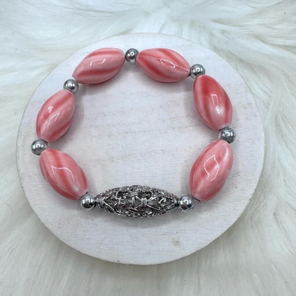 Pink Pearl Glow Statement Bracelet